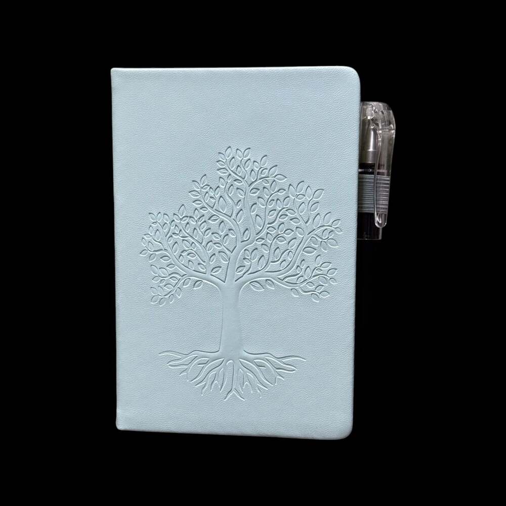 Pastel Blue Tree of Life Embossed Small Hardcover Lined Journal with Pen - Picture 2 of 6